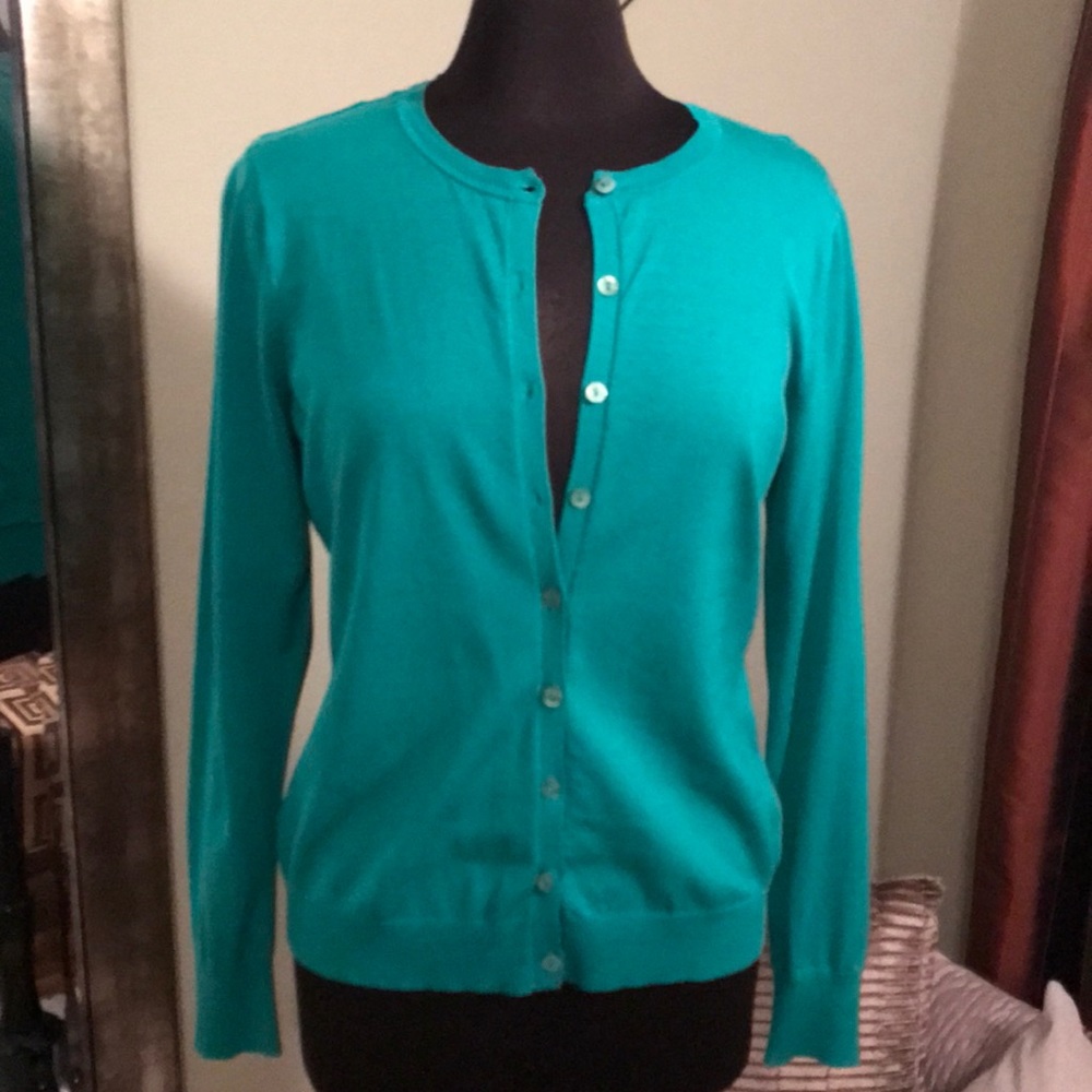 August Silk Cardigan Sweater, Size L, NWT
